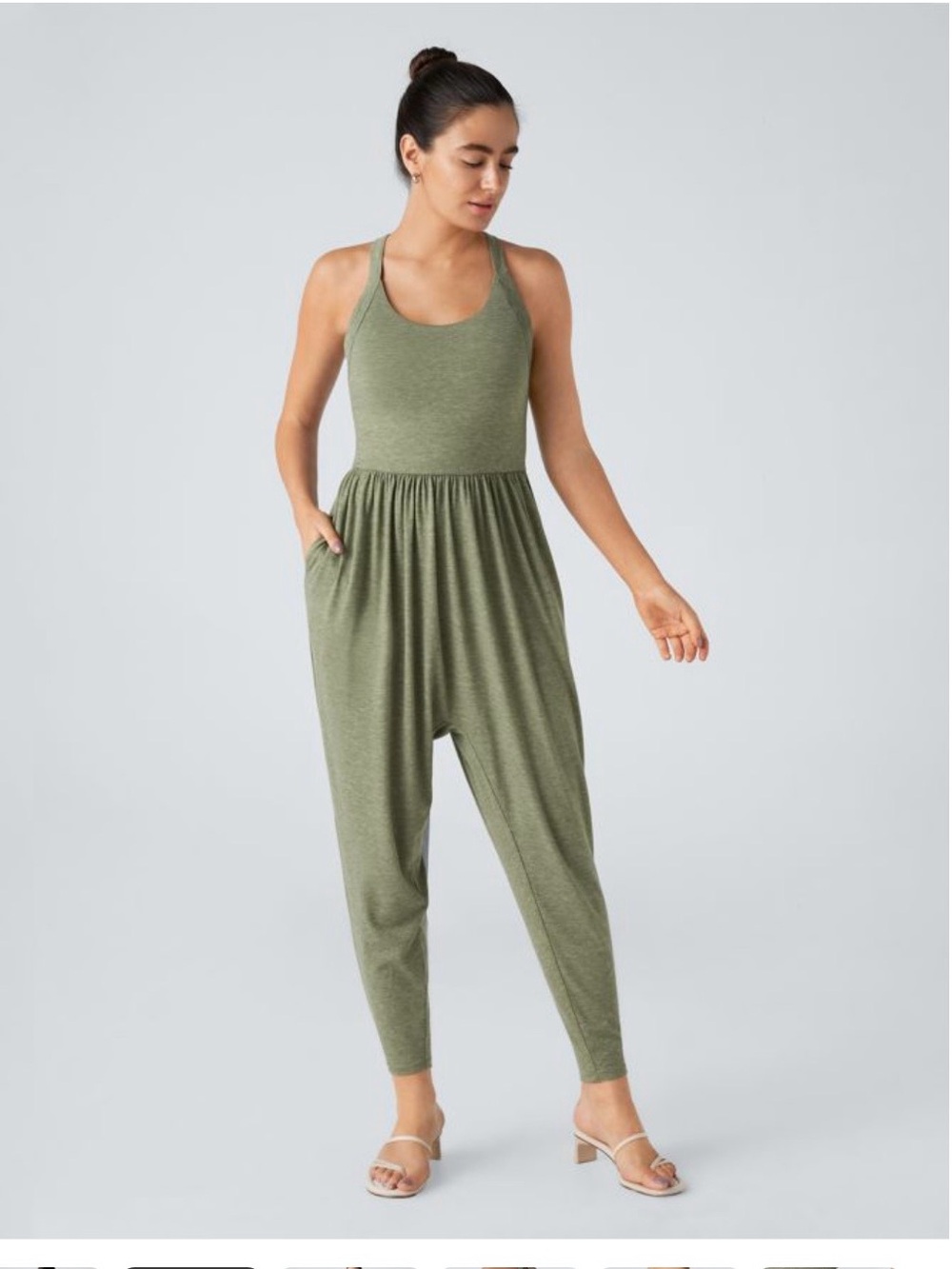 NWT HALARA Olive Green Racerback Jumpsuit